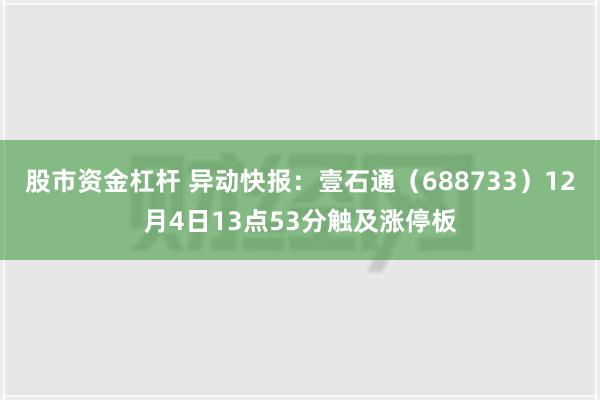 股市资金杠杆 异动快报：壹石通（688733）12月4日13点53分触及涨停板